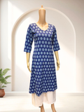 KCA013  Pure Cotton ink blue Aline  Kurti