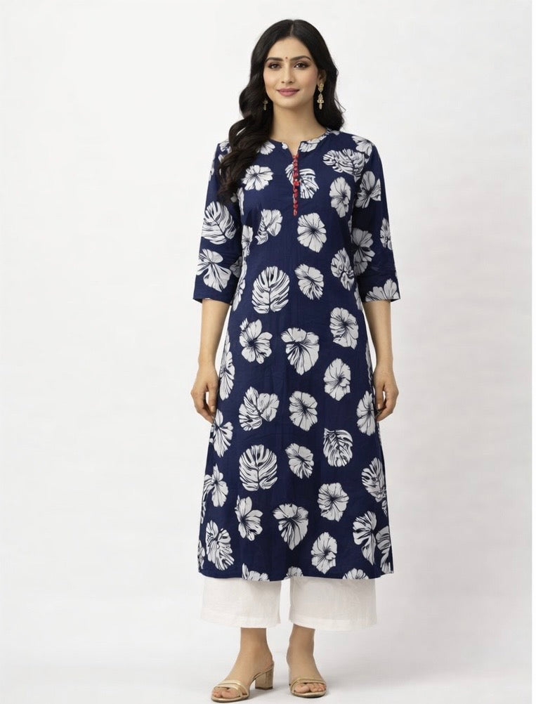 KC0031 Pure cotton Blue and Red kurti
