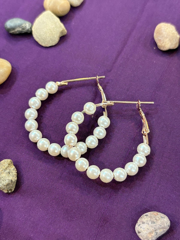 AE003 Pearl Hoop Earrings