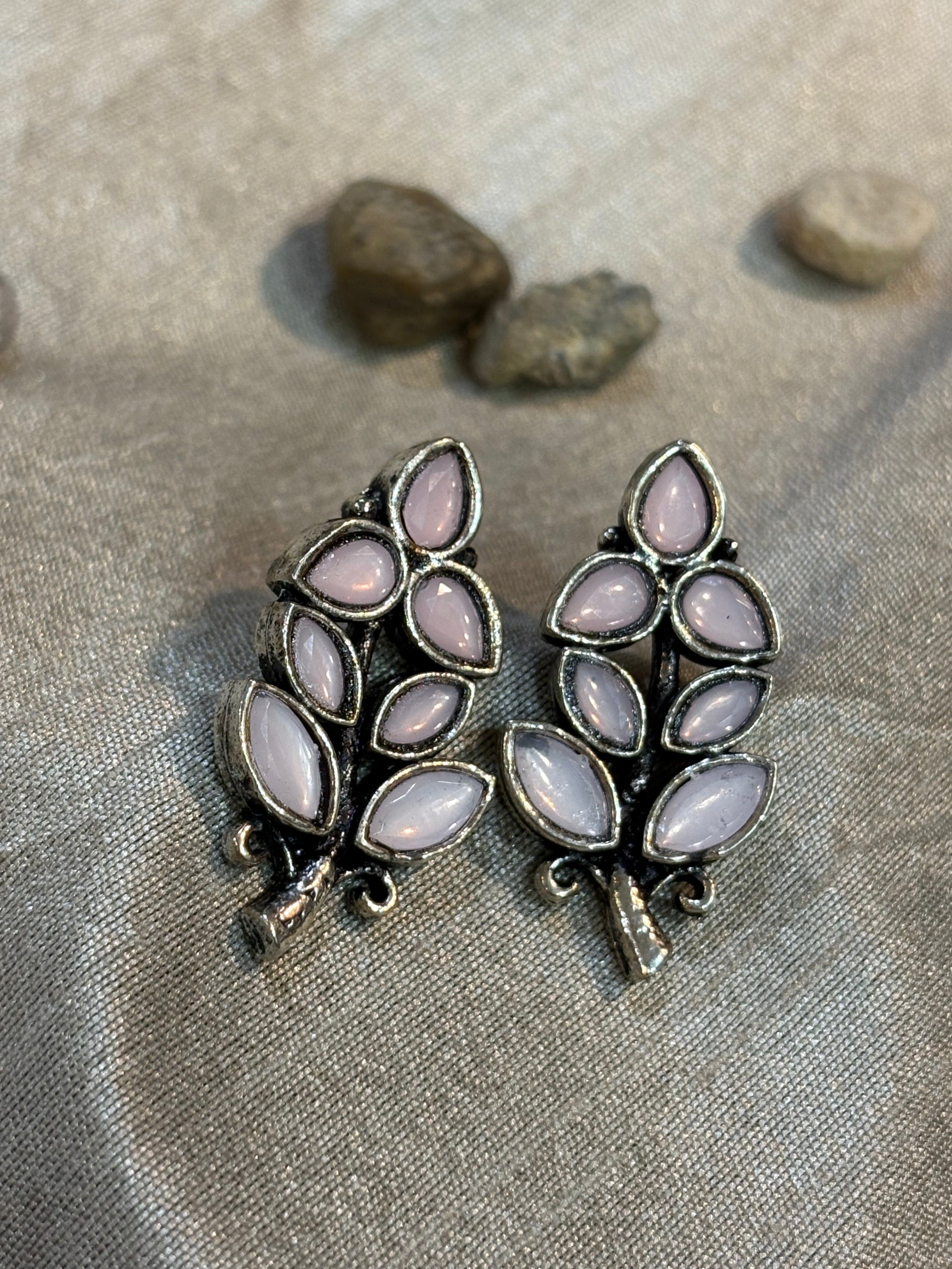 AE014 Silver Finish Oxidised Earrings