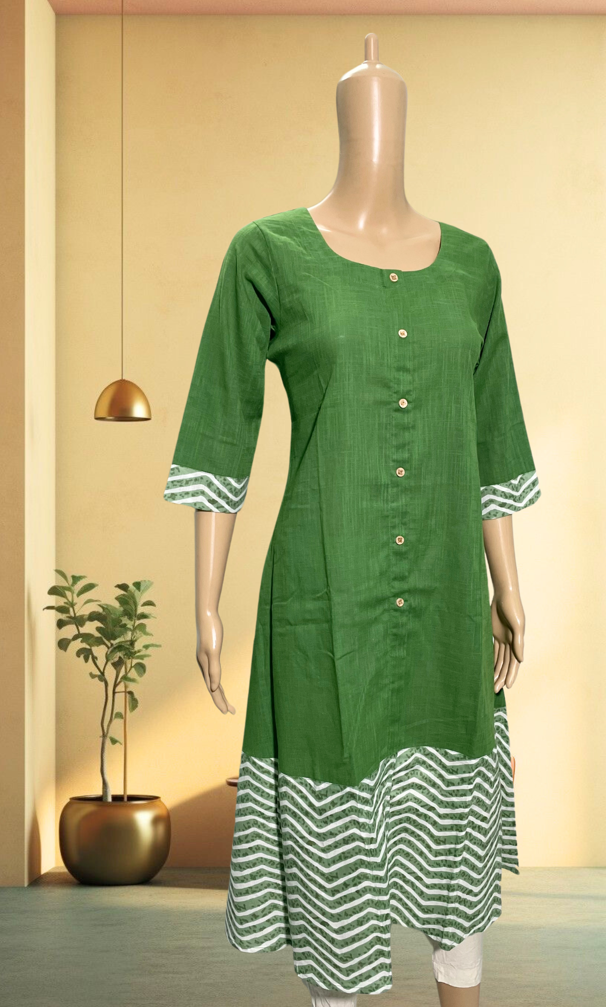 KCA004 Green A-Line Anarkali Kurti