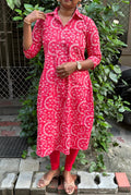 KCA001 Raspberry pink Aline Cotton Printed Kurti