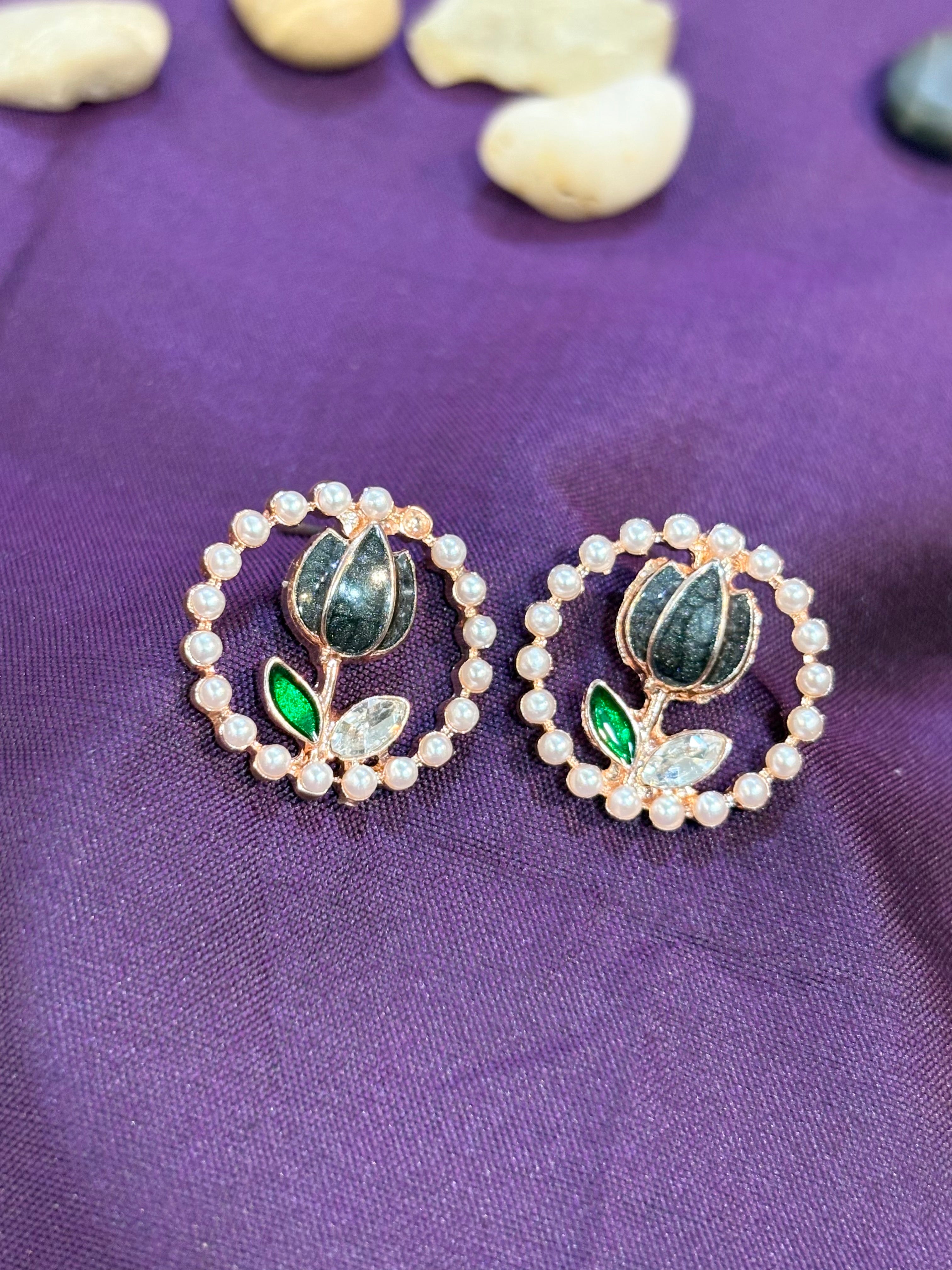 AE017 Silver Finish  Earrings