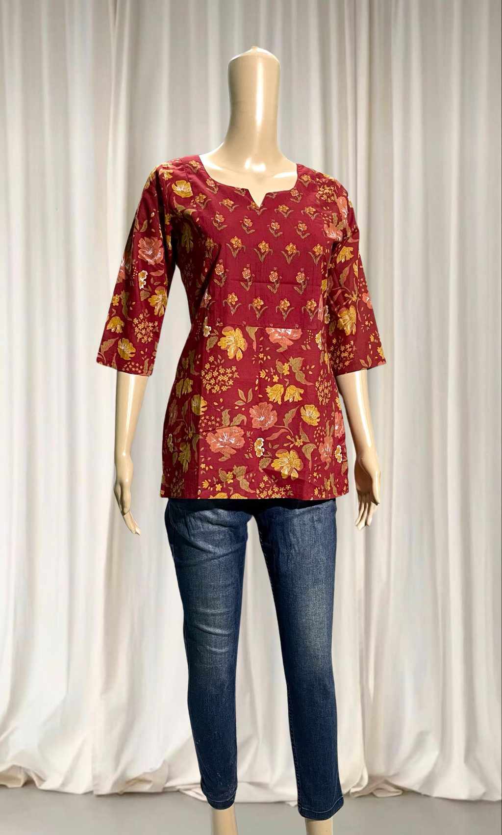 SKC003 Floral Cotton Short Top