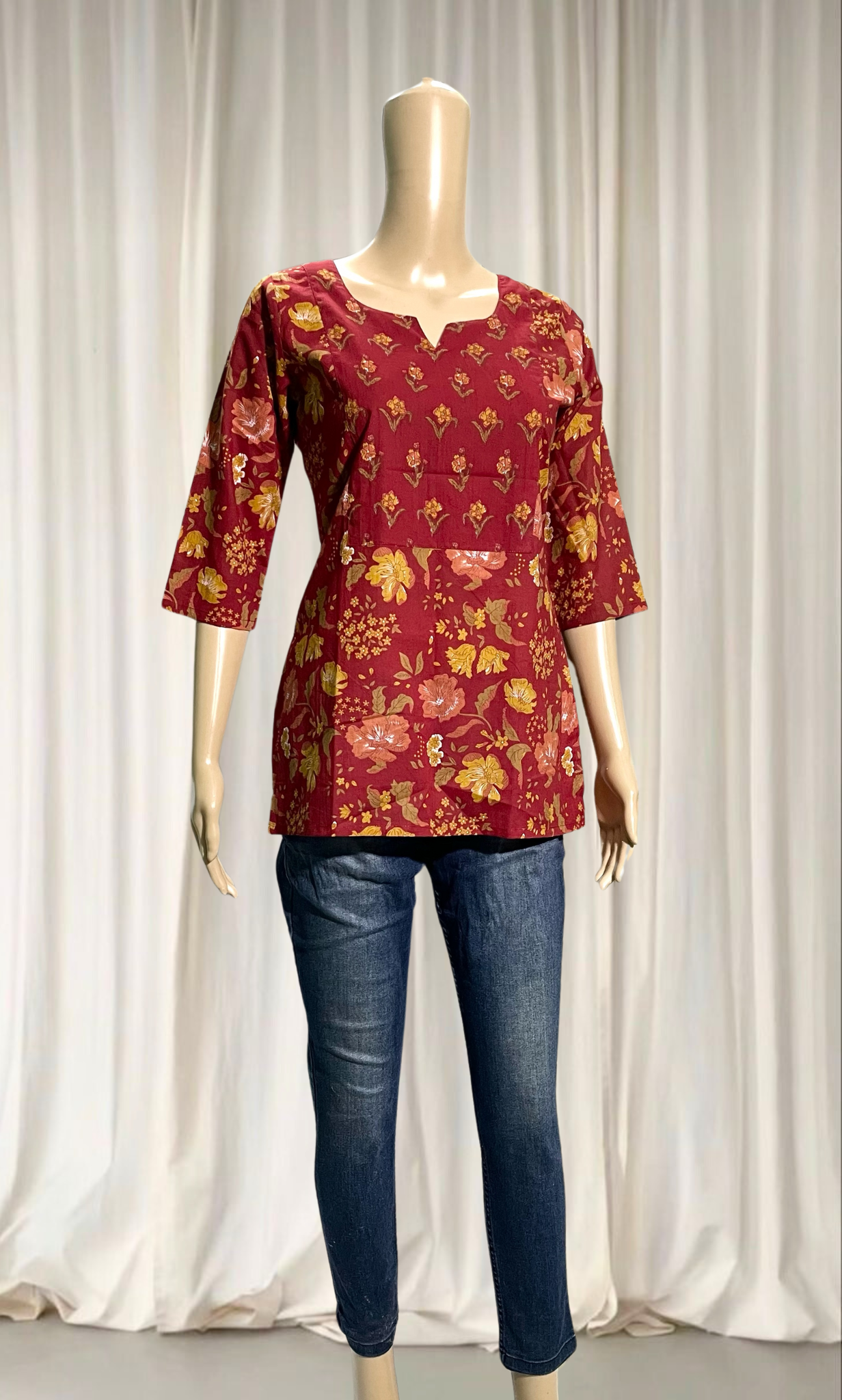 SKC003 Floral Cotton Short Top