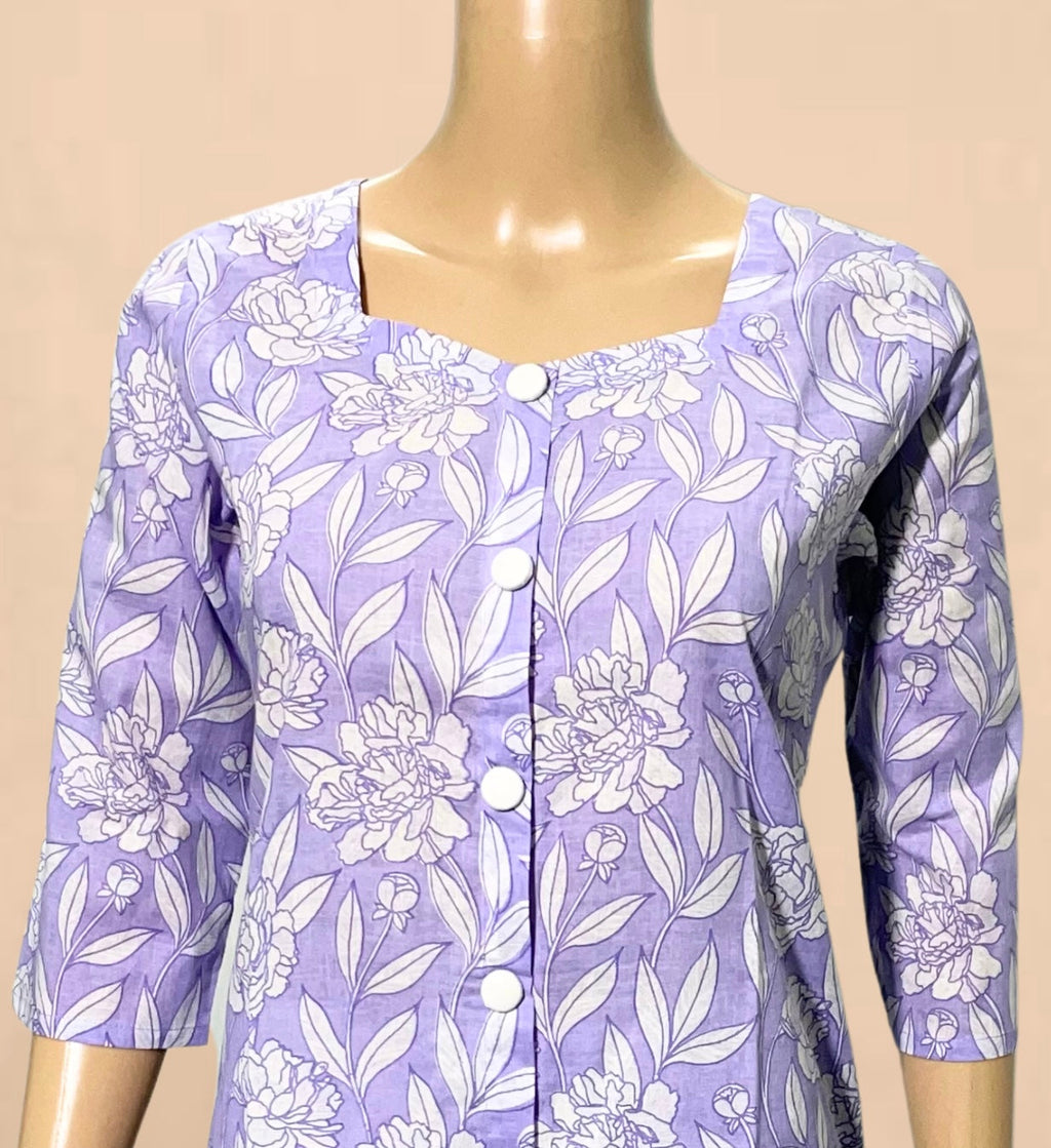 KC0022 Floral Side-Cut Kurti
