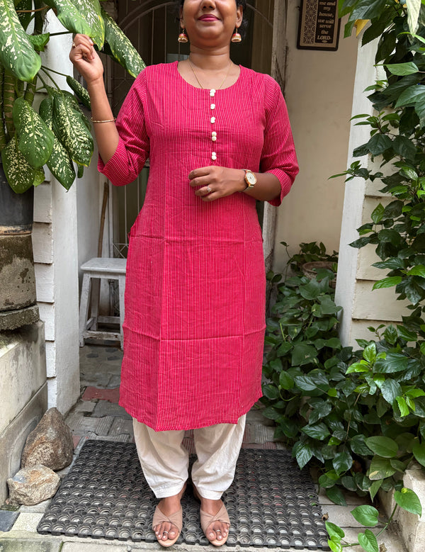 KC0017 Kantha Work Dark Pink Kurti