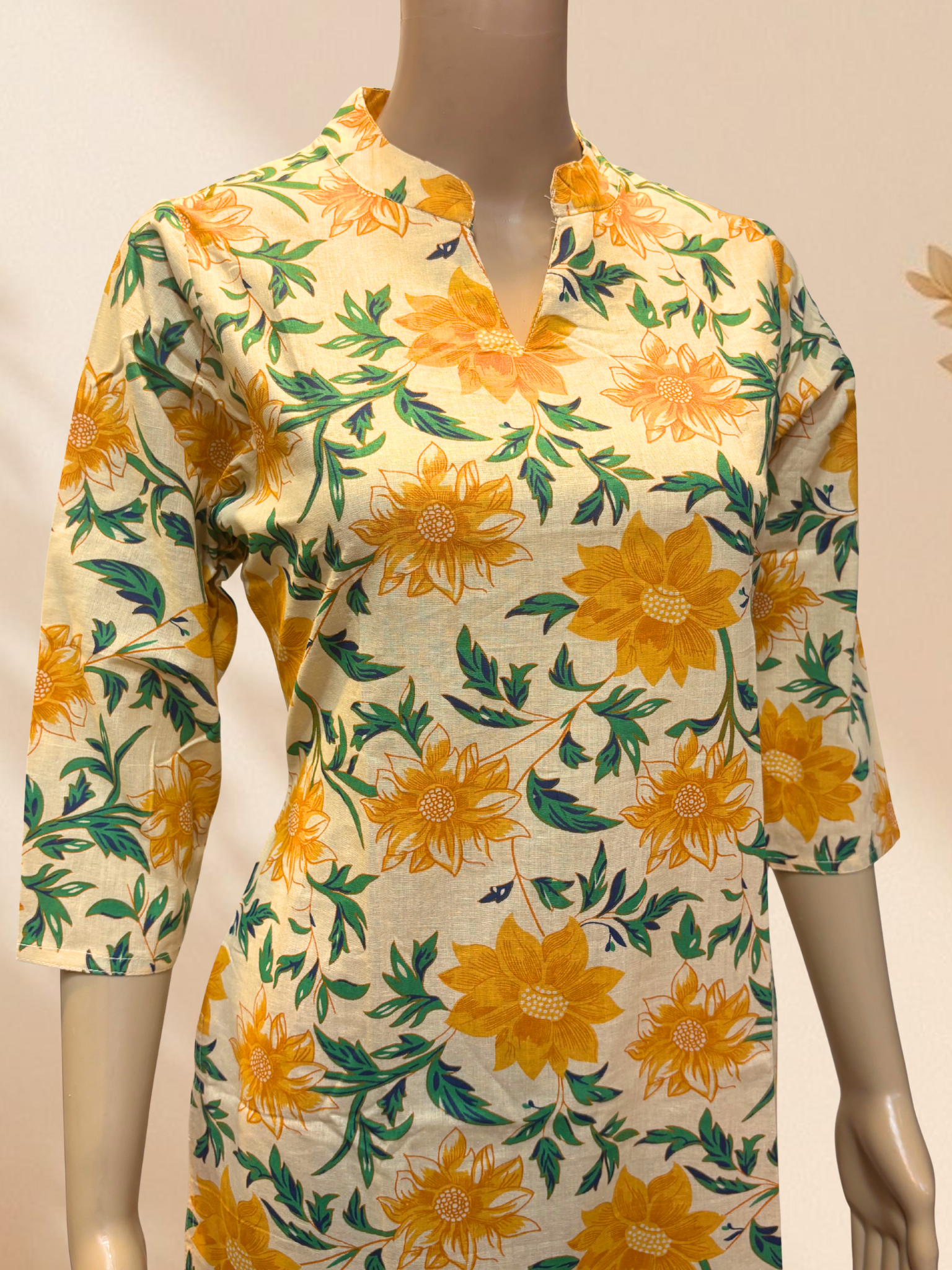 KS007 Pure Cotton Floral Printed Kurti Set (2pc)