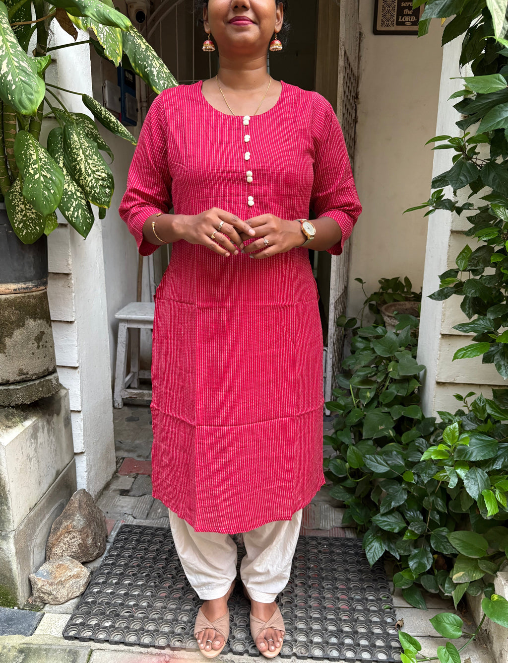 KC0017 Kantha Work Dark Pink Kurti