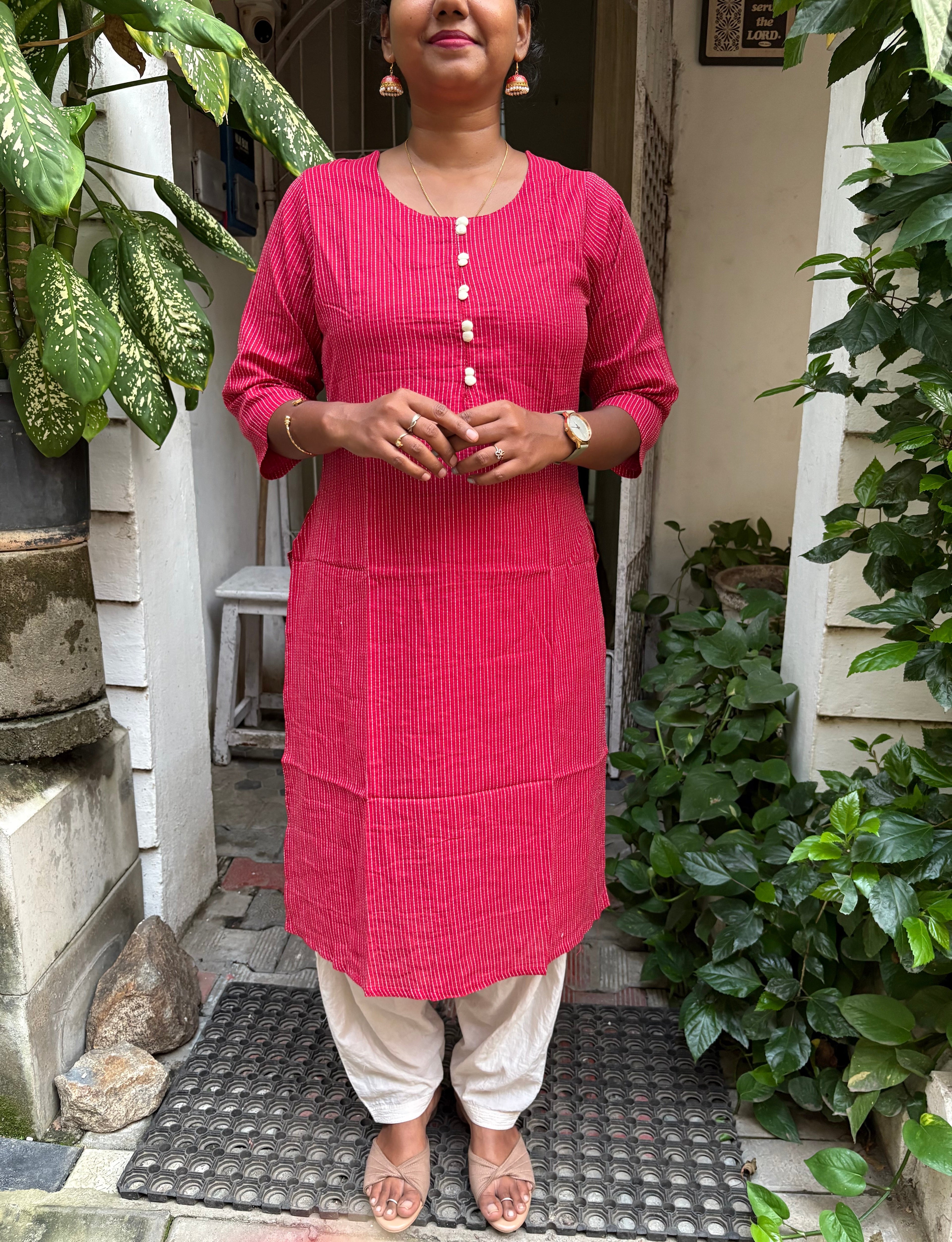 KC0017 Kantha Work Dark Pink Kurti