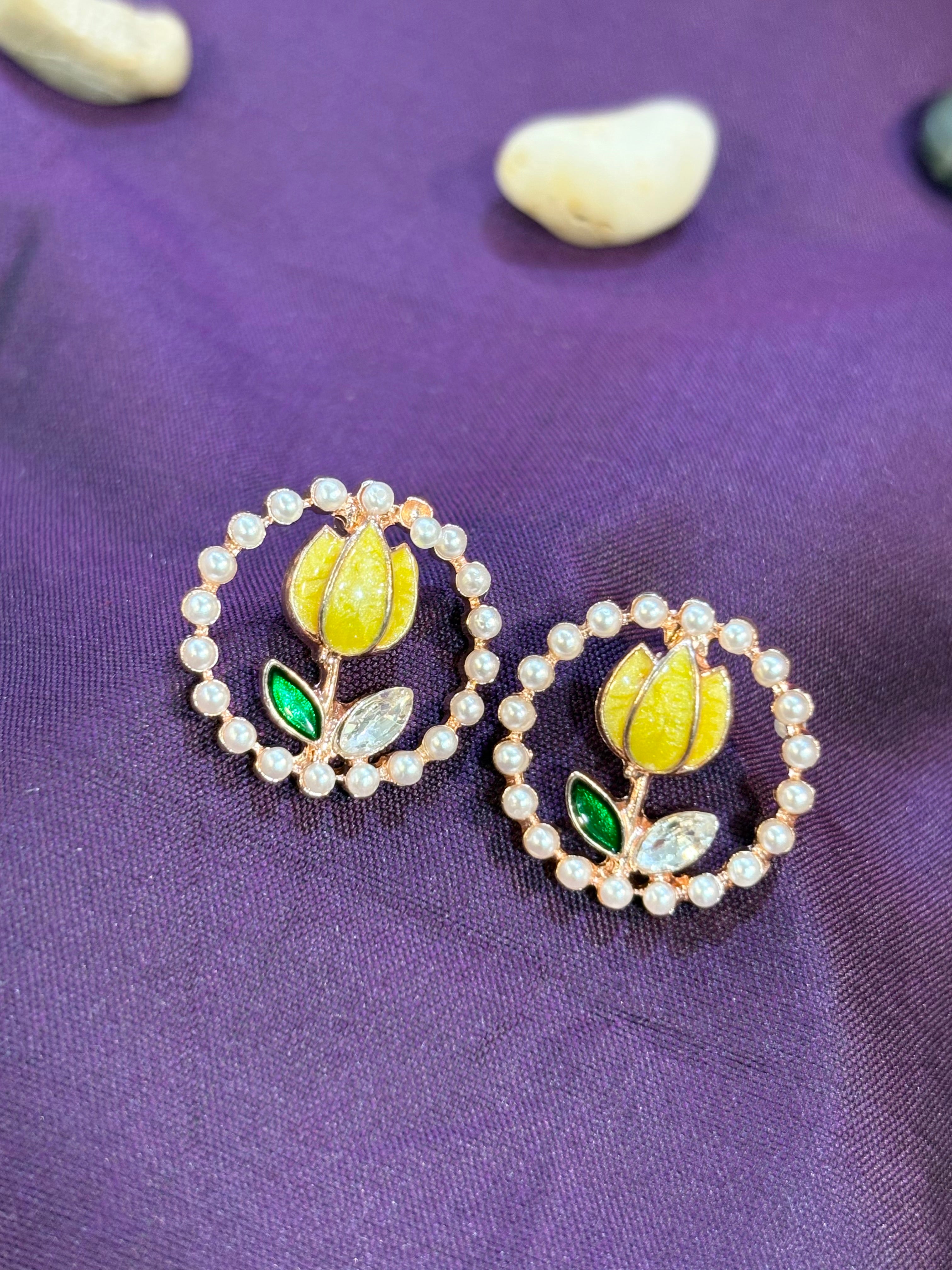 AE017 Silver Finish  Earrings