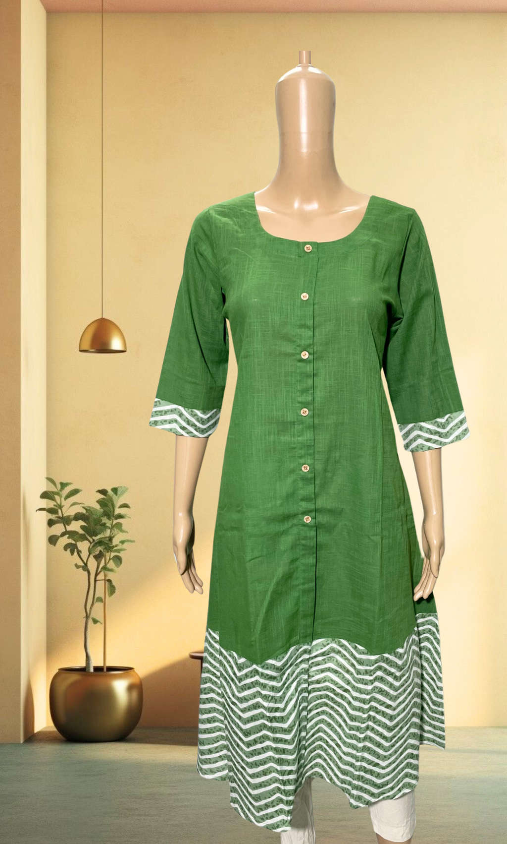 KCA004 Green A-Line Anarkali Kurti