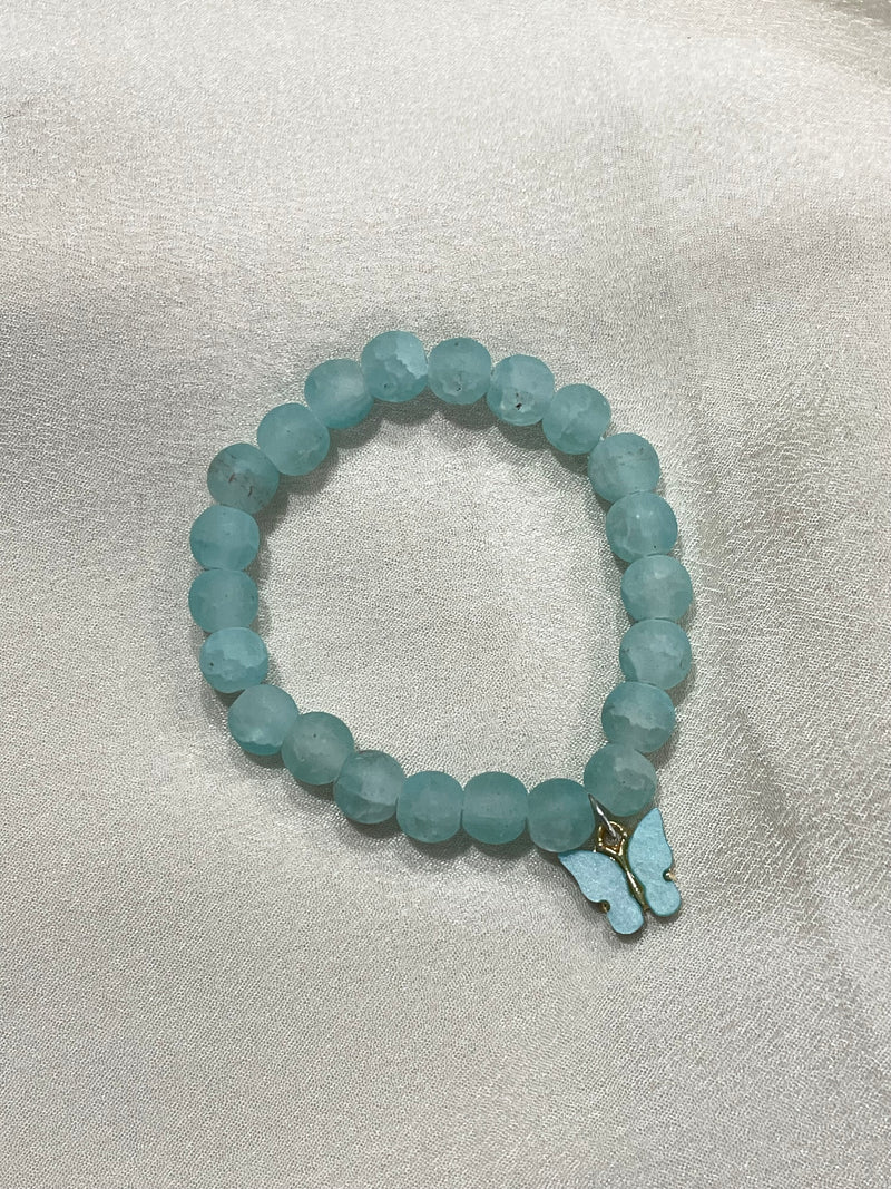 Sky Blue Matt Finish Beads Bracelet