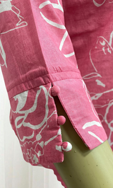 KS002 Silver Embroidered Pink Cotton Kurti Set (3pc)