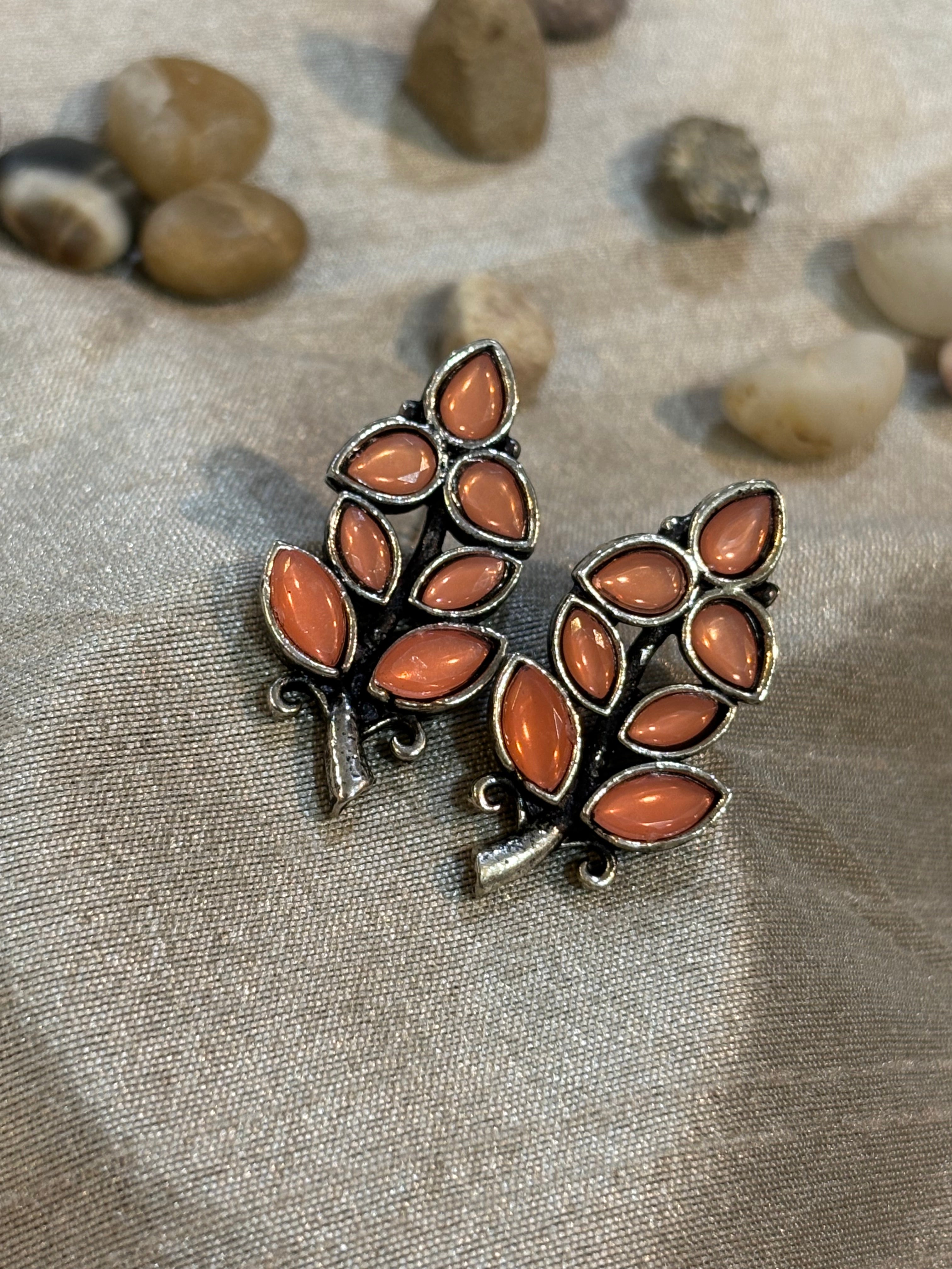 AE014 Silver Finish Oxidised Earrings