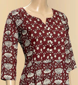 Handblock Printed A-Line Anarkali Kurti