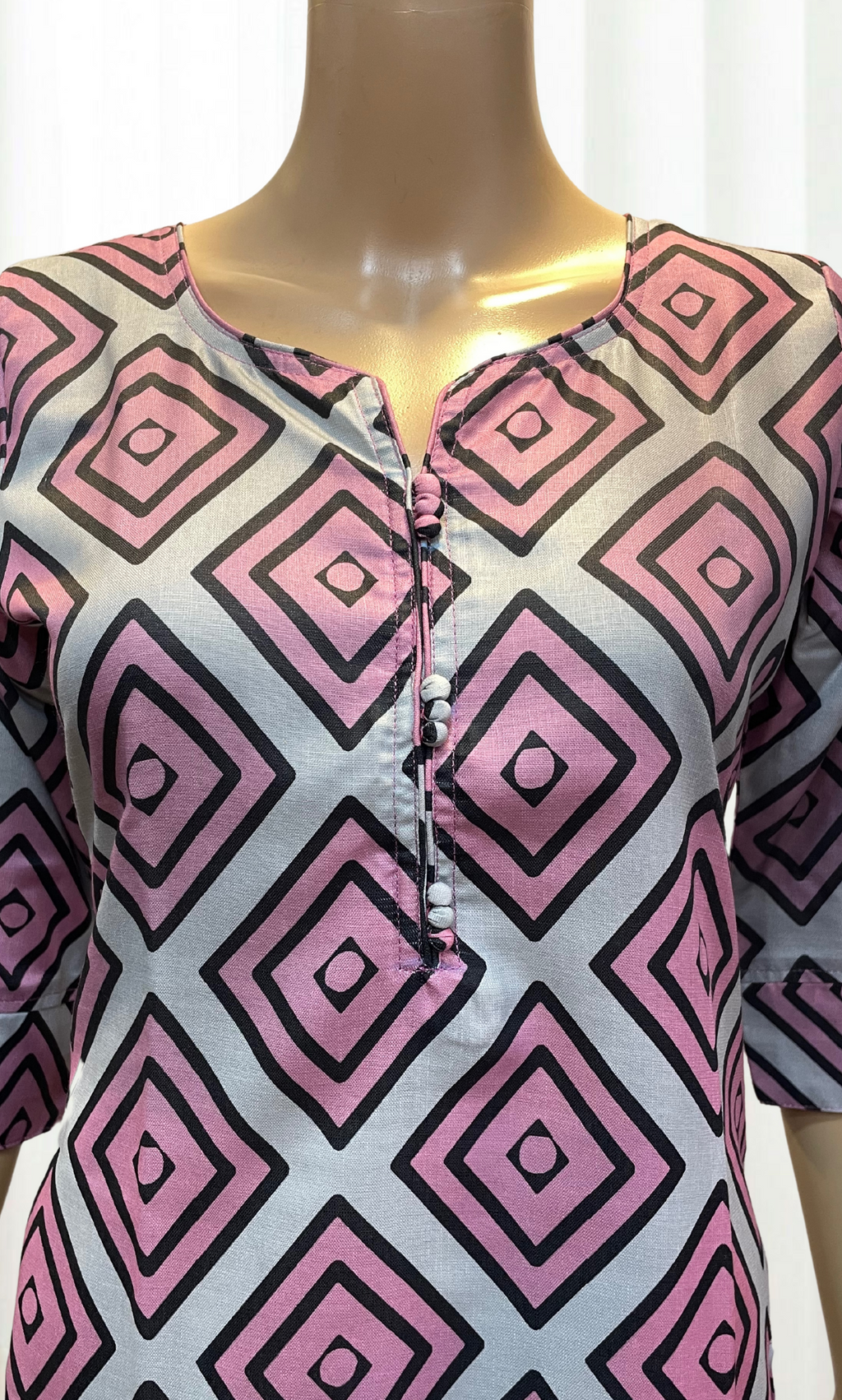 KC0027 Pink & Grey Digital Printed Kurti