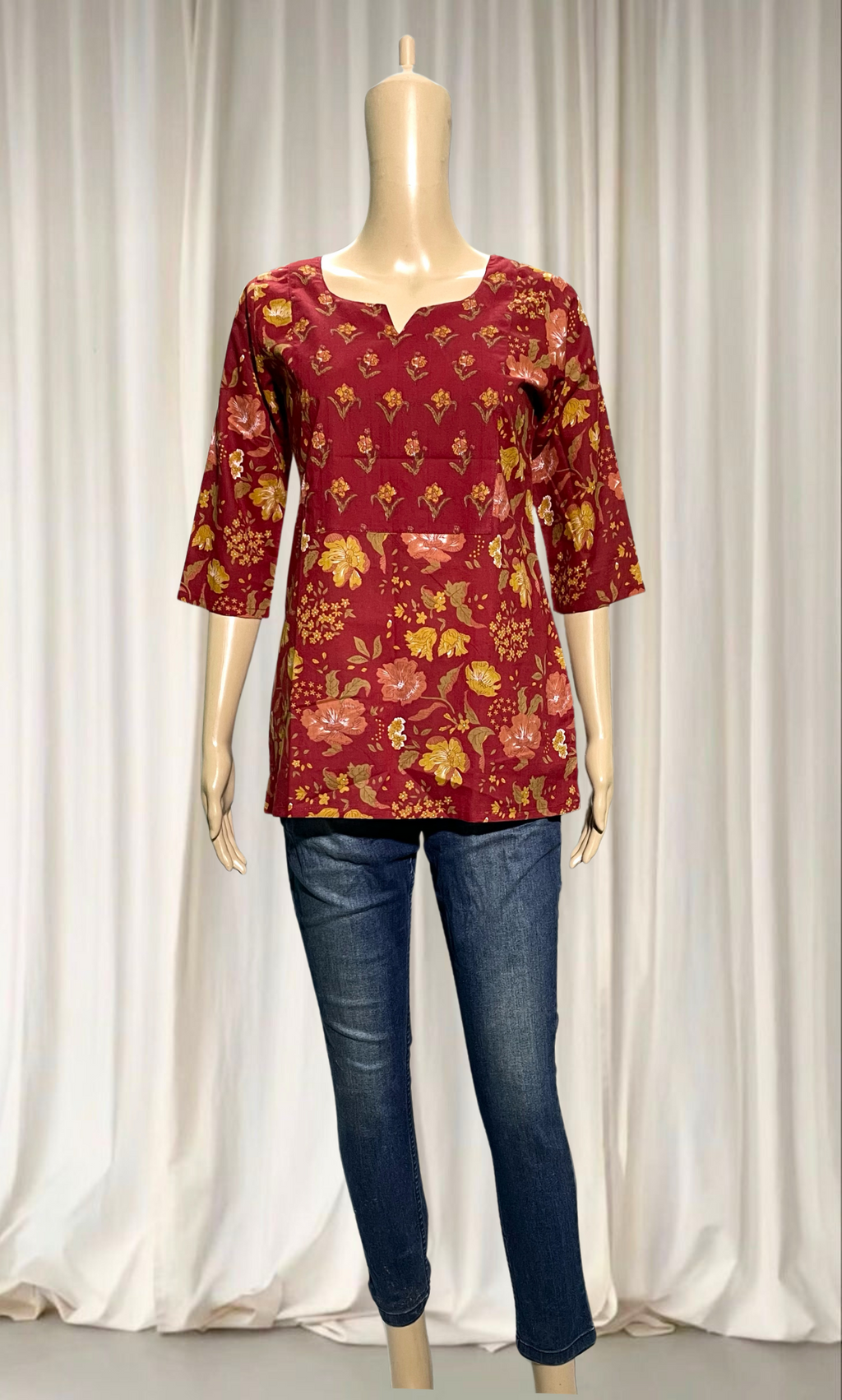 SKC003 Floral Cotton Short Top