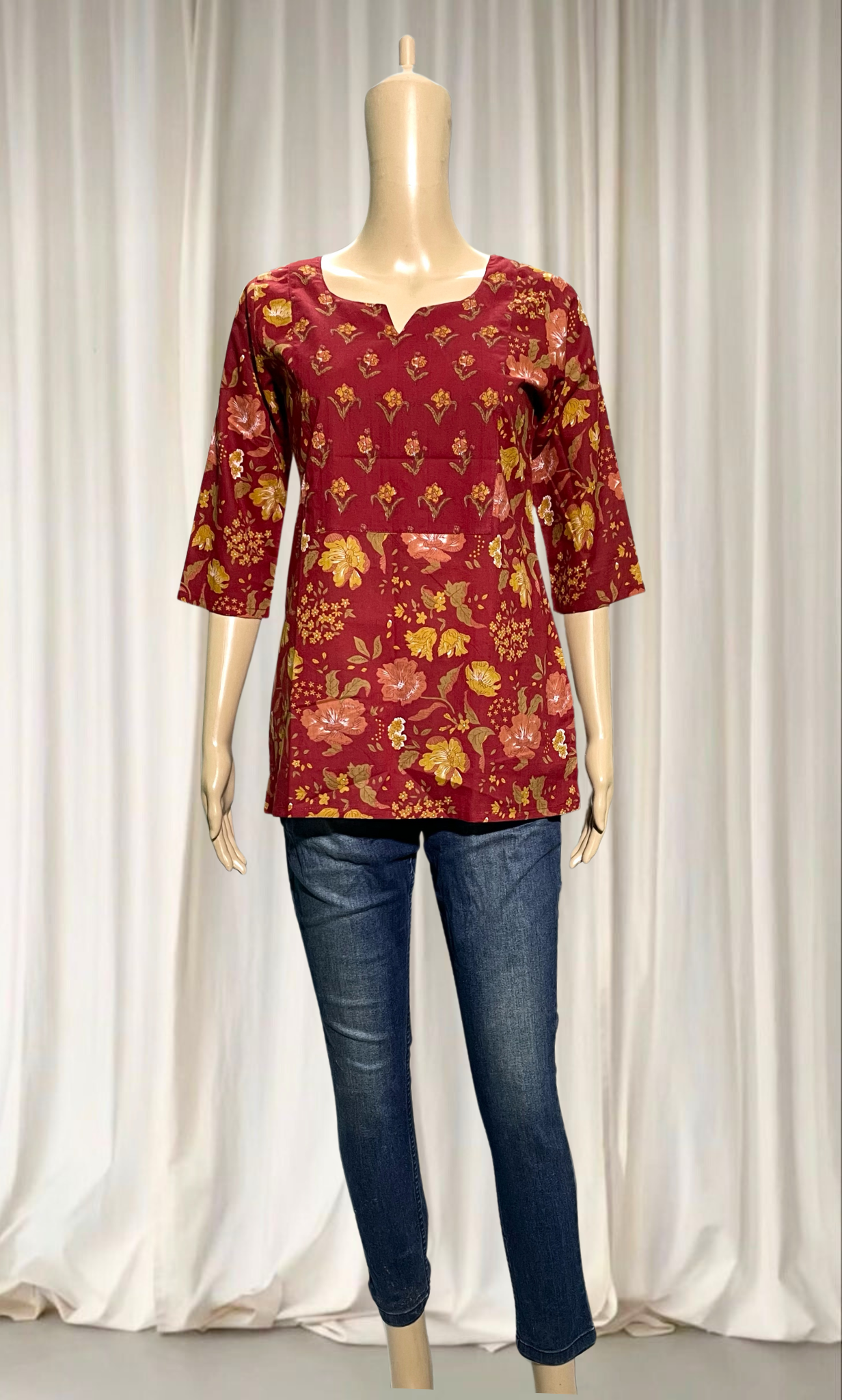SKC003 Floral Cotton Short Top