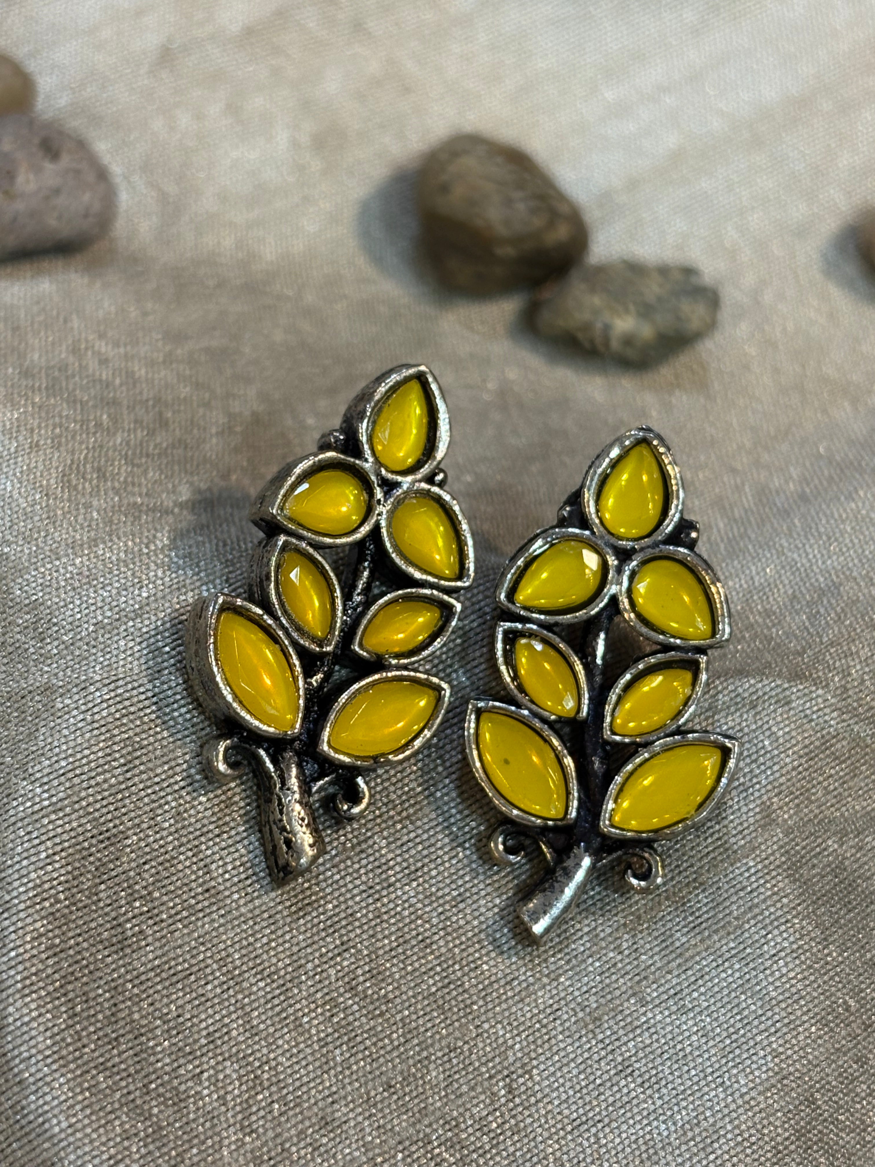 AE014 Silver Finish Oxidised Earrings