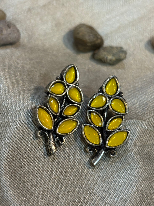 AE014 Silver Finish Oxidised Earrings
