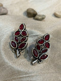 AE014 Silver Finish Oxidised Earrings
