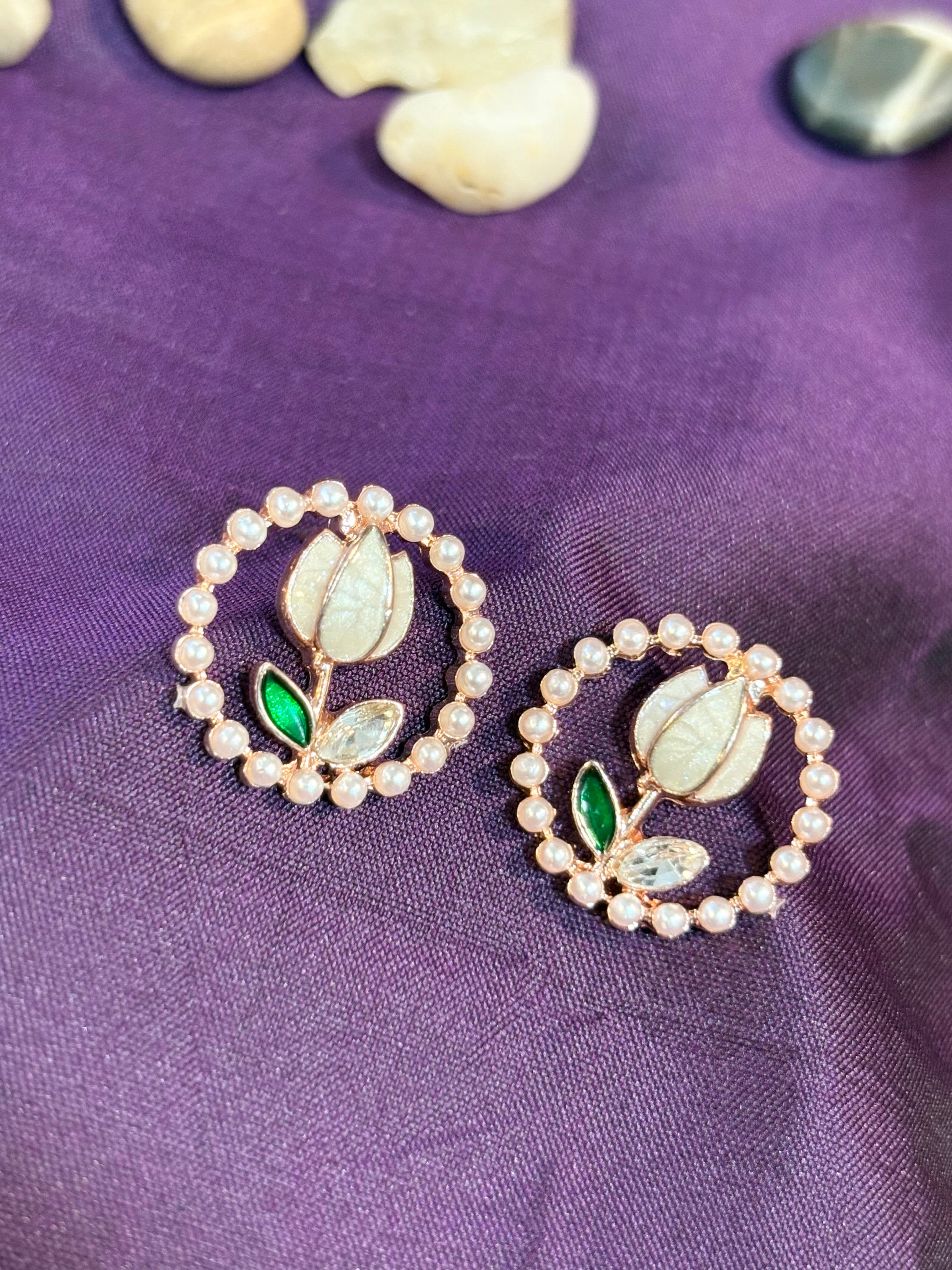 AE017 Silver Finish  Earrings