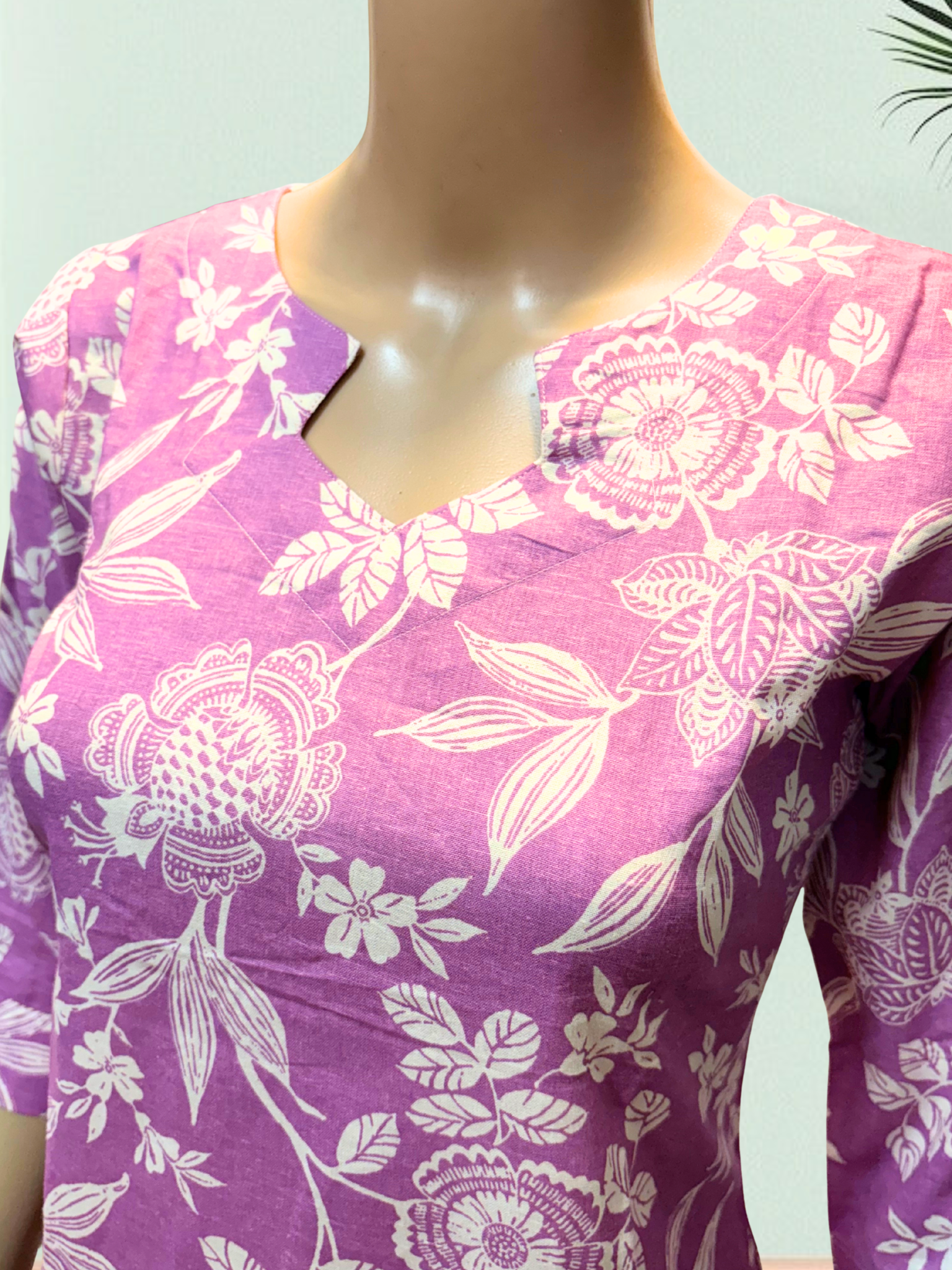 KS008 Pure cotton Lavender Kurti Set (2pc)