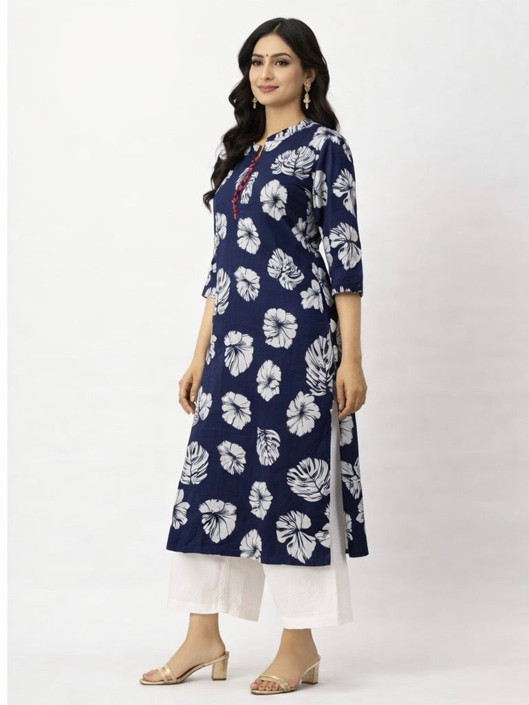 KC0031 Pure cotton Blue and Red kurti