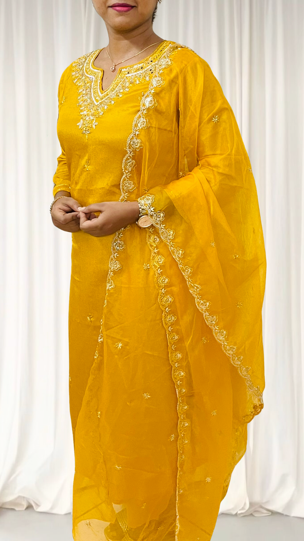 KS0010 Pure Textured Chiffon Kurti Set (3pc)