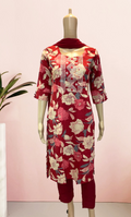 KS003 Pure Cotton Printed  Floral Kurti Set (3pc)