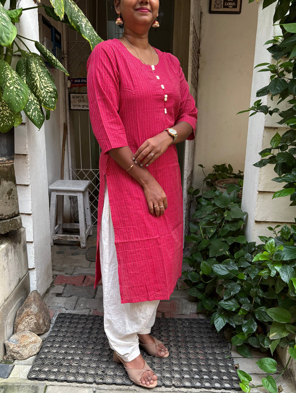 KC0017 Kantha Work Dark Pink Kurti