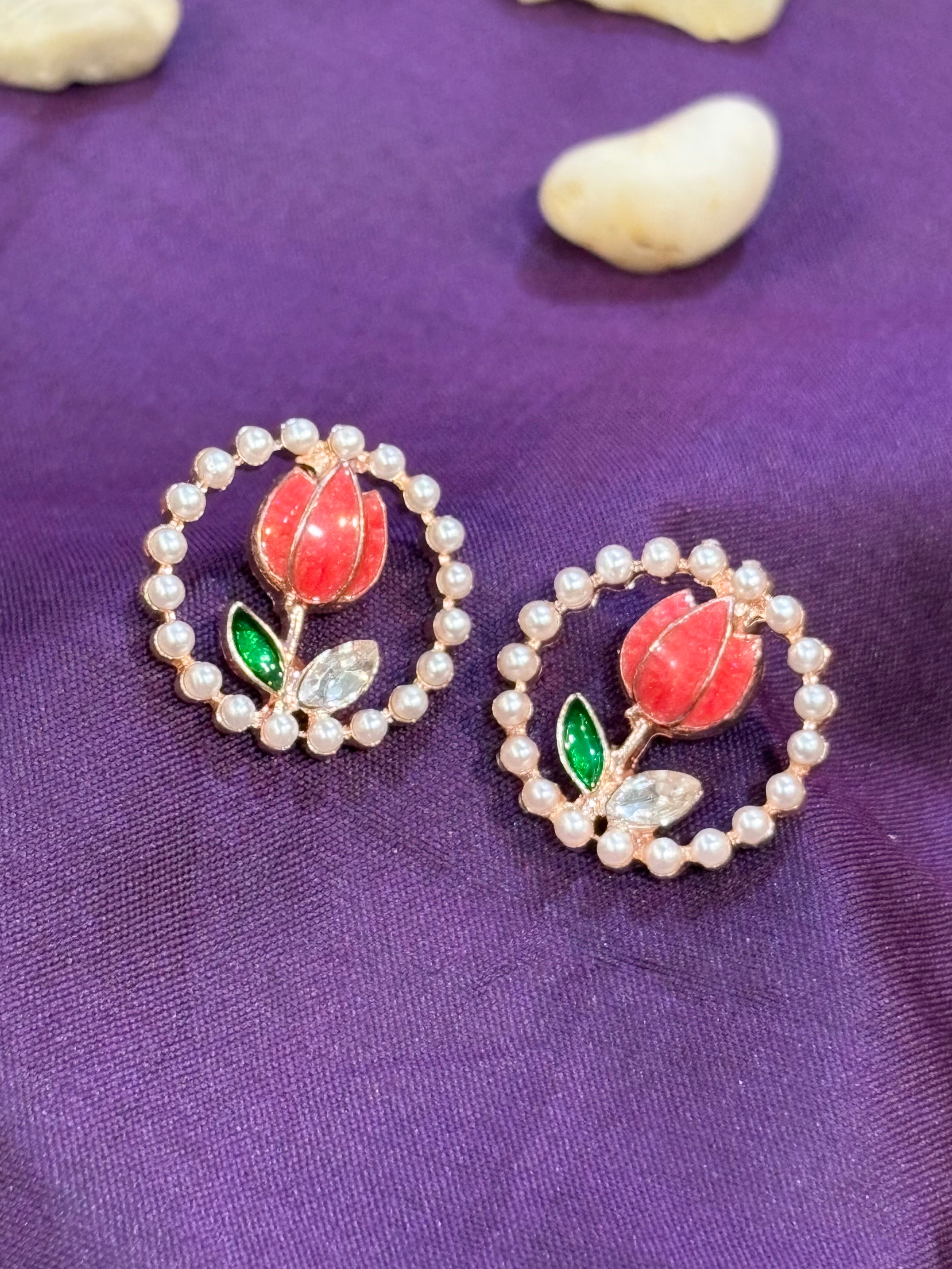 AE017 Silver Finish  Earrings