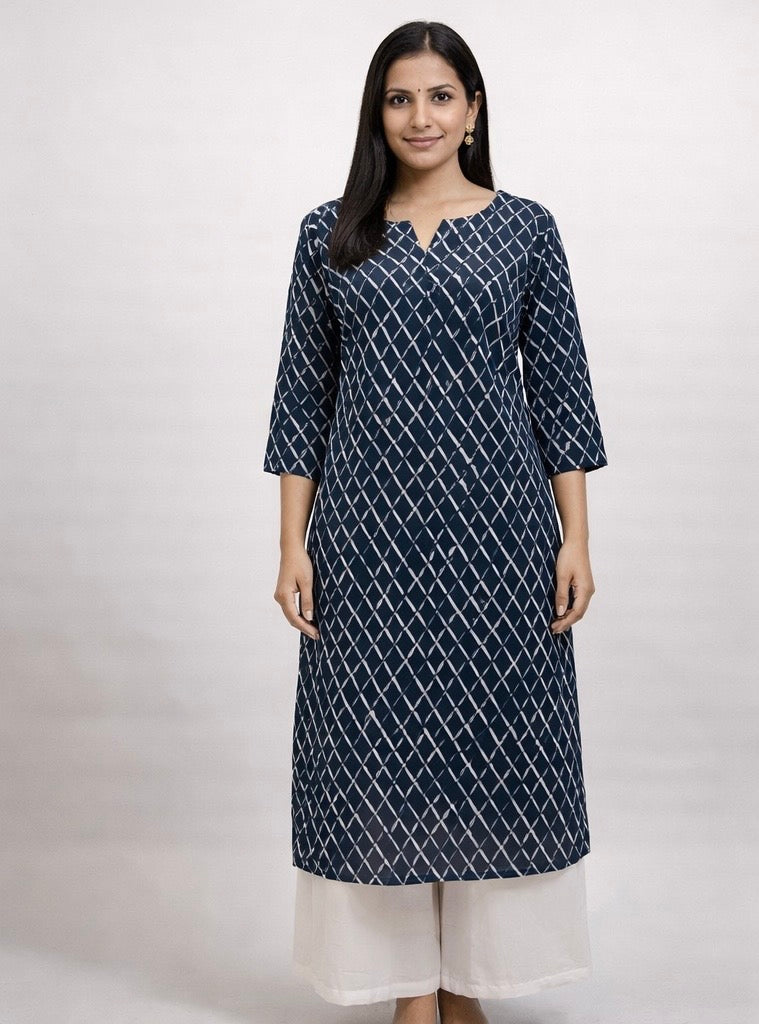 KG001 Georgette Peacock Blue kurti