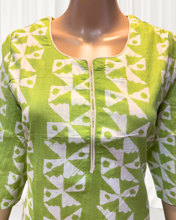 KC0015 Handblock Printed Green Kurti