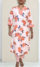 KS050 Pure cotton Aline kurti set (2 pc) (No Dupatta)