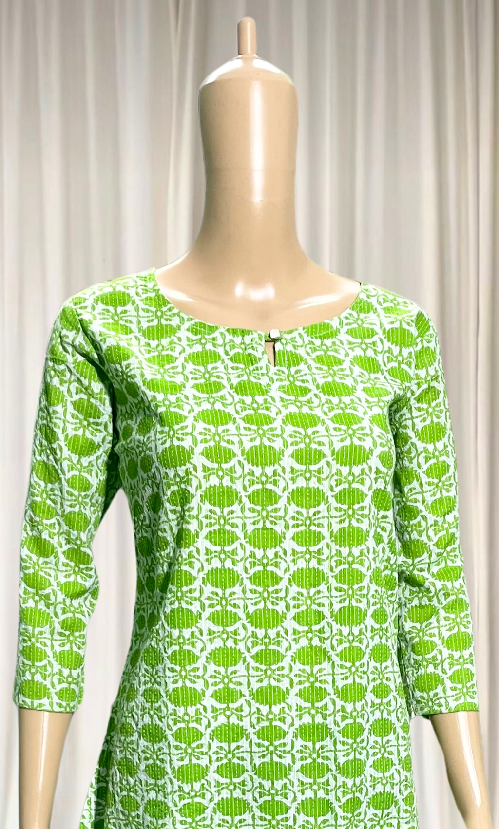 SKC001 Green floral short Kurti