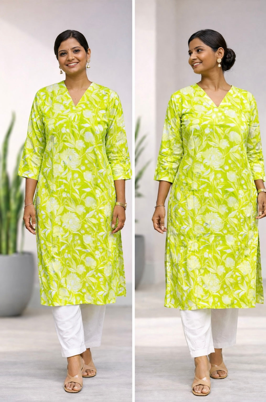 KC007 Pure cotton Floral Kurti