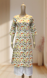 Floral Cotton Princess Cut Kurti