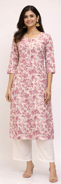 KC0038 Pure Cotton Baby pink floral kurti