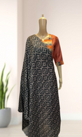 KS033 Dark Peach Roman Silk Kurti Set (3pc)