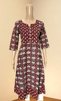 KCA003 Handblock Printed A-Line Anarkali Kurti