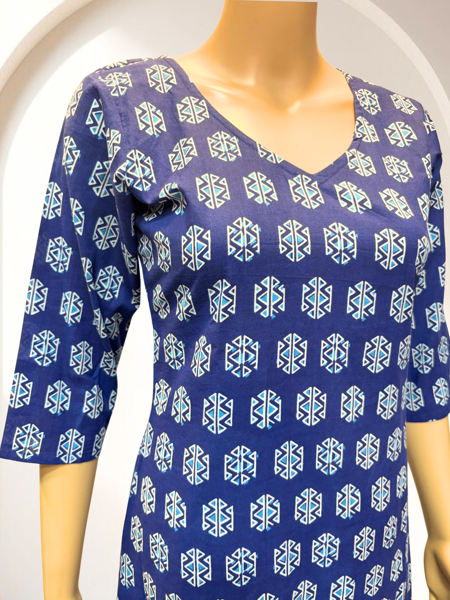 KCA013  Pure Cotton ink blue Aline  Kurti