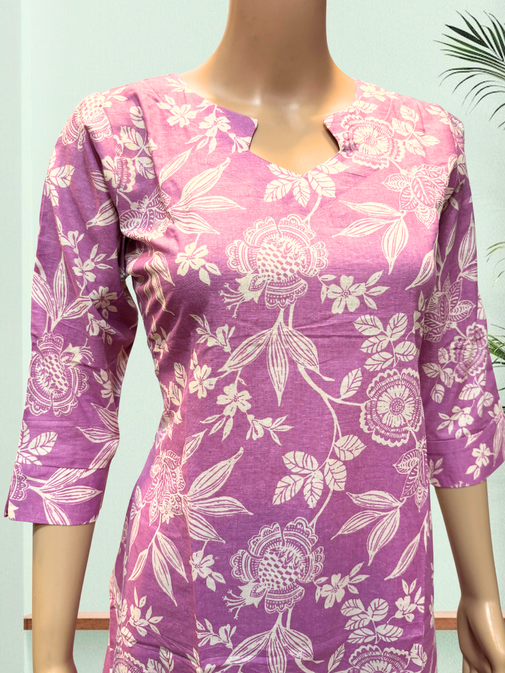 KS008 Pure cotton Lavender Kurti Set (2pc)