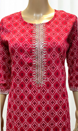 Dark Pink Printed Rayon Kurti
