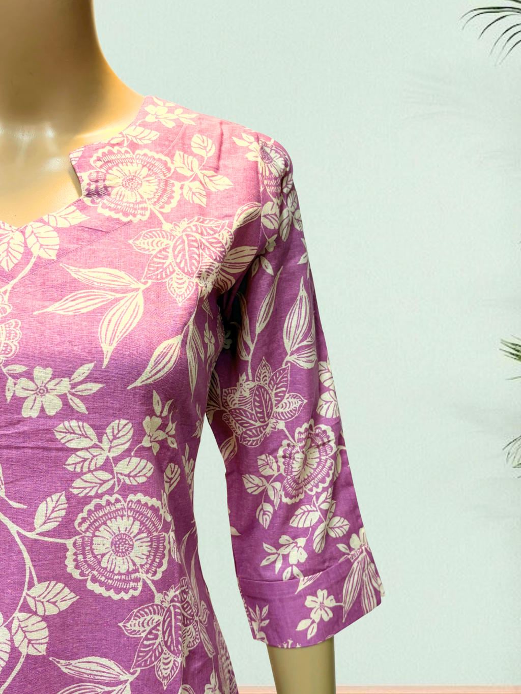 KS008 Pure cotton Lavender Kurti Set (2pc)