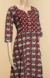 Handblock Printed A-Line Anarkali Kurti