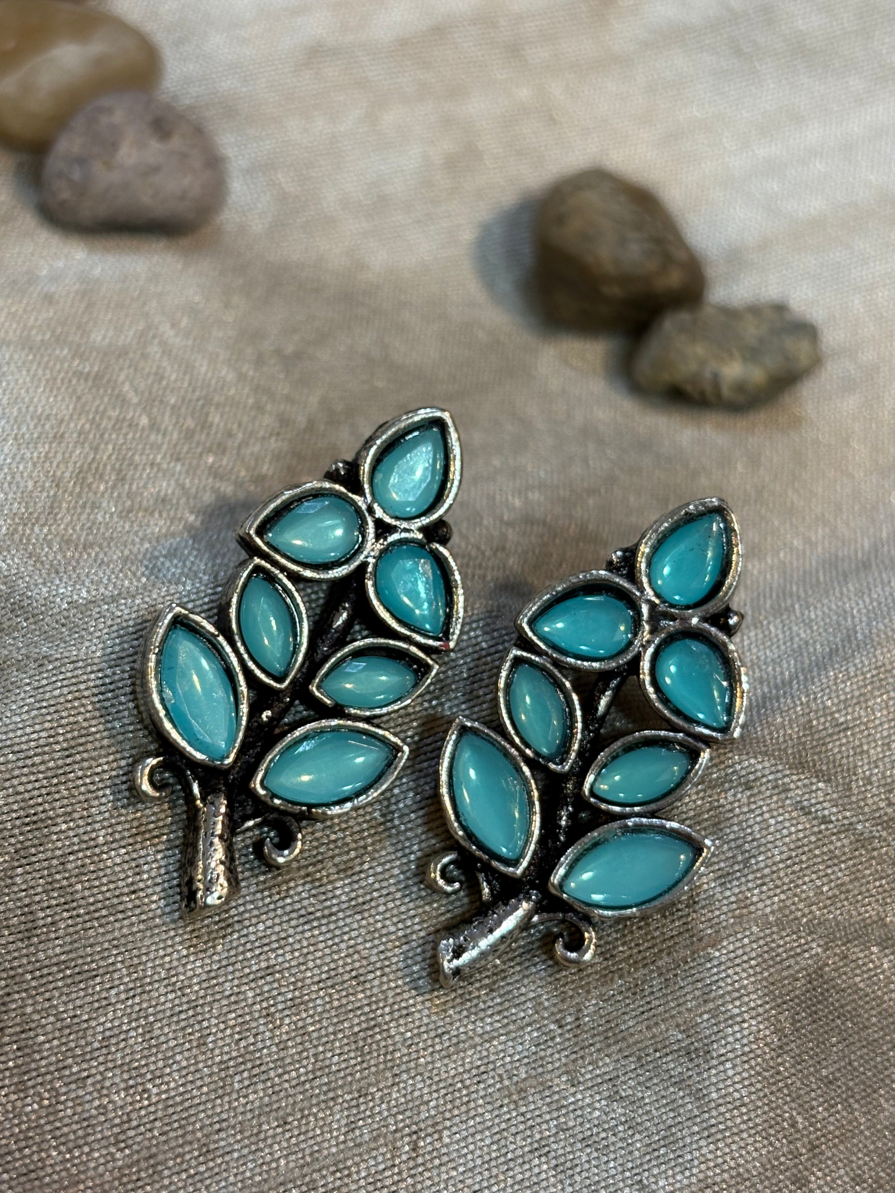 AE014 Silver Finish Oxidised Earrings
