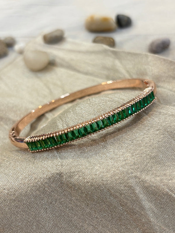 AB002 Rose gold Green Stone Bracelet