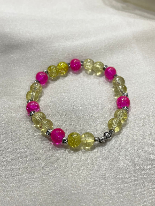 Green and pink Shiny beads bracelet